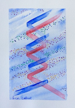 DNA double helix. Watercolour
