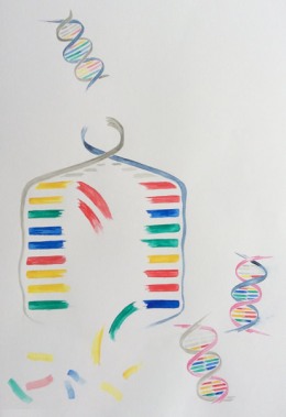 Semi-conservative DNA replication. Watercolour