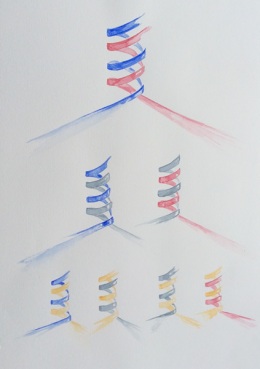 Three generations of DNA. Watercolour