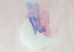 Middle and inner ear. Watercolour